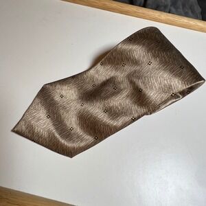 Excellext Canada Mens Necktie Taupe Brown Geometric Print Textured Polyester Tie